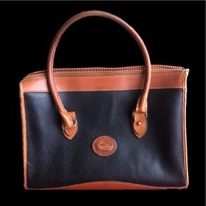 Vintage Dooney & Bourke Pebble Leather Blue and Tan Satchel Purse